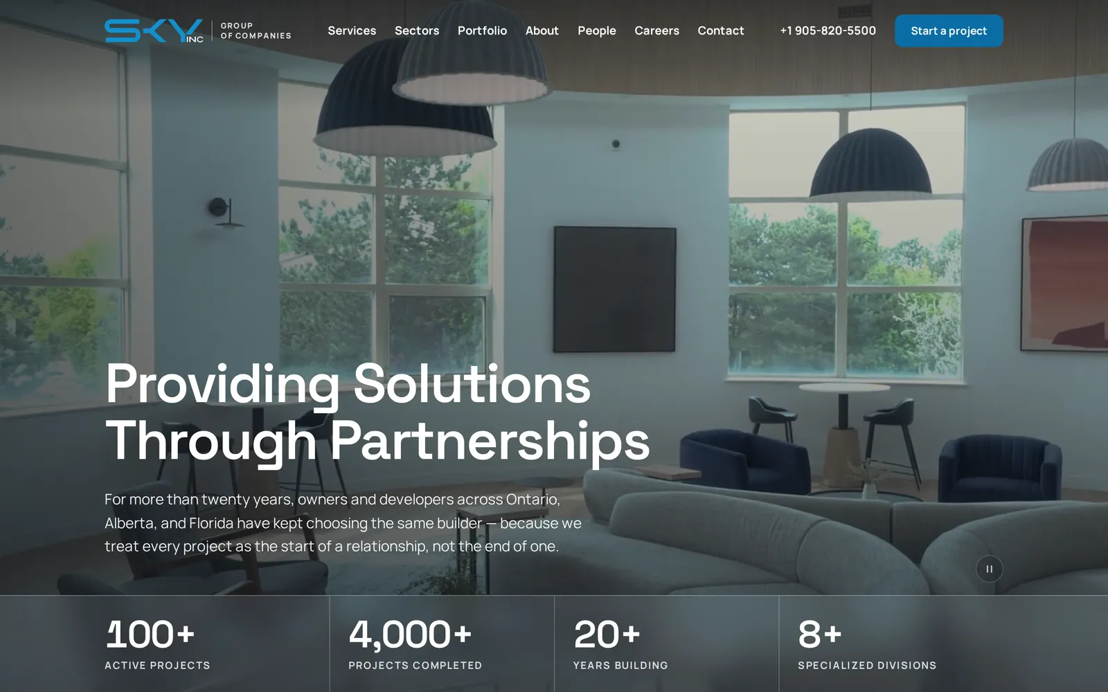 Page d’accueil de Sky Group of Companies